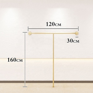 Cửa Hàng Quần Áo Hiển Thị Hệ Thống Vàng Thép Không Gỉ Tầng Đứng Cửa Hàng Quần Áo Hiển Thị Tường Giá Kệ - Product Image 5