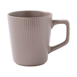 Retro Striped <b>Ceramic</b> Mug Large Capacity Coffee Tea <b>Cup</b> For Home Office Use White Brown Black Colors - Product Image 3
