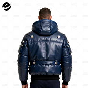 Piumino di Lusso da <span class=keywords><strong>Uomo</strong></span> in Piuma d'Oca XUCHANG Cappotto Invernale Personalizzato di Alta Qualità con Collo Alto Cerniera Metallica <span class=keywords><strong>Vintage</strong></span> e Cappuccio Lucido - Product Image 3