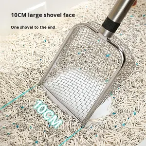 Nouvelle <span class=keywords><strong>pelle</strong></span> à litière pour chat 201 mailles en acier inoxydable PP intégrée, <span class=keywords><strong>pelle</strong></span> à litière pour chat à mailles fines, artefact pour les excréments de chat - Product Image 4