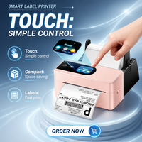 Imprimante d'étiquettes d'expédition Phomemo 4x6 avec écran tactile, imprimante thermique Bluetooth, détection automatique des étiquettes, vitesse élevée 150 mm/s, ROSE
