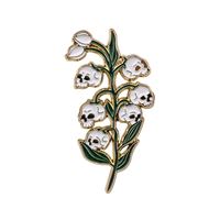 Broche Fleur Squelette Gothique Muguet en Alliage de Zinc pour Vêtements, Sac à Dos, Décoration, Badge, Nickel Noir Plaqué, Vente Chaude