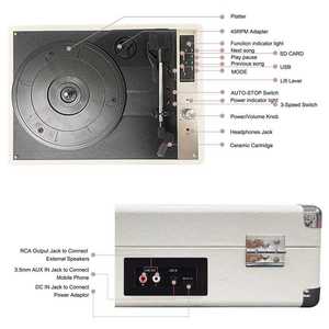 Reproductor de Vinilo Moderno Retro con Conexión Inalámbrica BT, Altavoces Dobles Integrados, Reproductor de Música Portátil para Dormitorio y Sala de Estar - Product Image 2
