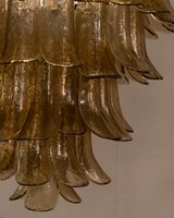 Lustre en verre de Murano italien contemporain, forme de pétale, éclairage suspendu en verre