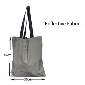 Custom Reusable <b>Folding</b> Shopping Bag Portable Recycle Foldable Halloween Reflective Fabric Polyester Grocery Tote Bag - Product Image 2