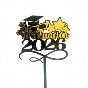 2026 Black &amp; <strong>Gold</strong> Dual Layer Acrylic Graduation Cake Topper Graduation Party Decoration &amp; Supplies - Product Image 3
