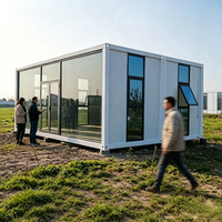 Casa Contenedor Prefabricada Modular de 20 Pies, Vivienda Residencial Transpirable con Muro Cortina de Vidrio Moderno, de Bajo Costo y Diseño Compacto