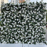Offre Spéciale : Mur de fleurs suspendues blanches 8x8 pieds avec verdure pour décoration de mariage