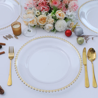 Vrac 13 pouces rond carré perlé mélamine fête or argent blanc mariage décoratif en plastique acrylique assiette à pâtisserie plaque de chargeur
