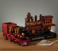 Set Kereta Kayu Vintage Eropa yang Laris Manis. Dekorasi Rumah Kreatif Model Kereta Api untuk Meja. Kerajinan Kayu.