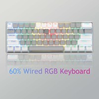 AULA F3261 Clavier mécanique rvb filaire remplaçable à chaud Clavier de jeu pour ordinateur de bureau portable compact à 61 touches
