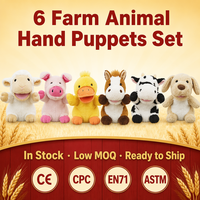 Boneka Tangan Hewan Ternak Super Lembut 6 Buah Domba Babi Bebek Kuda Sapi Anjing Mainan Interaktif untuk Bercerita di Kelas dan Taman Kanak-Kanak