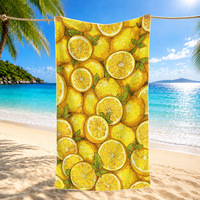 Microfiber Sand Free Beach Towel Quick Dry Fresh Lemon Fruit Floral Print Large Lightweight Pool Bath Towel for Women Summer
