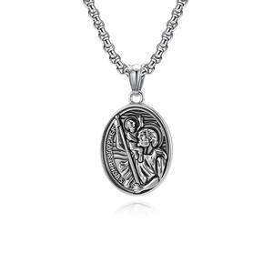 Holy Christopher Necklace For Men <b>Titanium</b> Steel Pendant Religious Jewelry Dongguan Made - Product Image 5