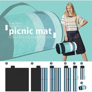 Lightweight & Comfortable Acrylic Portable <b>Picnic</b> <b>Blanket</b> <b>Waterproof</b> Outdoor Folding Mat with Stripe Design for Hiking & Camping - Product Image 5