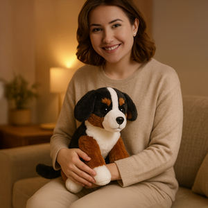 Gerçekçi Özel Simülasyon Bernese Dağ Köpeği Peluş Oyuncak Toptan Satış Yumuşak Kulaklı Sarılabilen Sevimli Hayvan Bebek - Product Image 3
