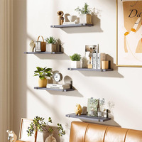 Ensemble de style fermier pour 5 décorations murales pour salle de bain chambre rangement étagères murales multifonctions en bois rustique