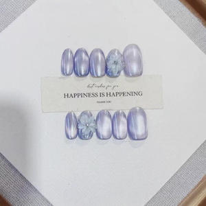 Nouvelles <span class=keywords><strong>Ongles</strong></span> Artificiels Faits Main 2026, Forme Amande Courte, Effet Œil de Chat, Réutilisables, à Presser, Haute Qualité - Product Image 5