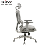 Chaise de bureau ergonomique pivotante contemporaine en similicuir PU, dossier haut entièrement en maille, multifonctionnelle et réglable