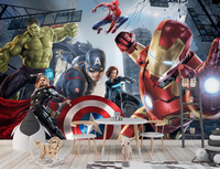 Murale murale 3D Marvel Avengers personnalisée, imperméable, autocollante, décoration murale pour la chambre des enfants, salle de jeux, crèche, intérieur facile à nettoyer