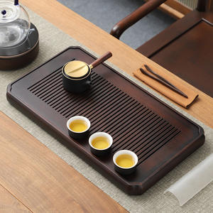 Bandejas de té de bambú al por mayor, tipo de almacenamiento de agua para el hogar, mesa de té pequeña de estilo chino simple con drenaje, bandeja de té con almacenamiento de agua - Product Image 1