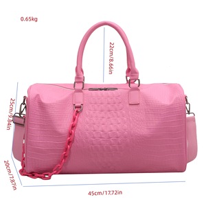 Custom PU Leather Crocodile Texture Duffle Bag with Chain <b>Strap</b> Large Capacity Travel <b>Shoulder</b> Bag Casual Style - Product Image 2