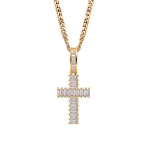 CN146 Kalung & Liontin Salib CZ Kuningan Es Baja Tahan Karat Rantai Kuba Hip Hop Kalung - Product Image 1