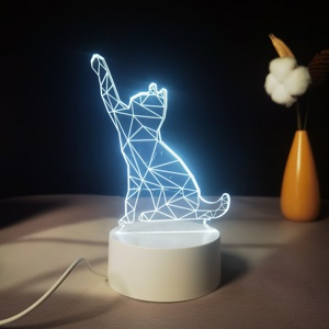 2024 Acrylic Abs Lamp Bedroom Smart Home <b>Lights</b> 3D Illusion Night Lamps RGB Animal Cute Cat Deer LED <b>Light</b> Touch <b>Remote</b> <b>Control</b> - Product Image 4