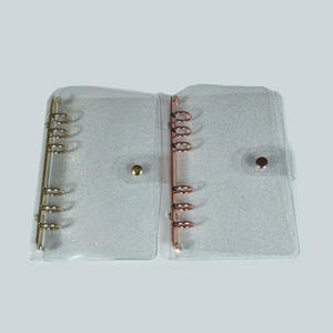 Clear Glitter <span class=keywords><strong>A5</strong></span>/A6/A7 Carpeta de anillas de oro rosa Diario Cuaderno Planificador Hojas sueltas Sobre de plástico Bolsillo Organizador de carpetas de presupuesto - Product Image 6