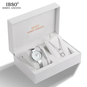 Cadeau de la Saint-Valentin IBSO Montre à quartz pour femme Ensemble Bracelet simple couleur argent Montre-bracelet pour femmes Relogio Masculino 8868 - Product Image 4