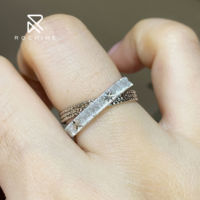 Bague Rochime tendance plaquée or 18 carats, or flottant brossé, superposée, argent 925, bijoux de haute qualité, bague pour femme
