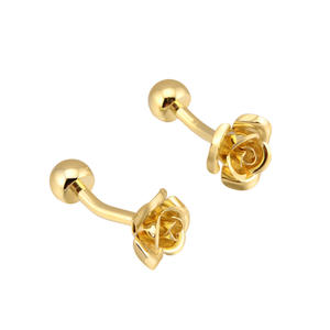 Mancuernillas <span class=keywords><strong>de</strong></span> Camisa Francesas <span class=keywords><strong>de</strong></span> Lujo para Hombre, con Diseño <span class=keywords><strong>de</strong></span> Rosa y <span class=keywords><strong>Pie</strong></span> Redondo <span class=keywords><strong>de</strong></span> Latón, para Bodas - Product Image 5