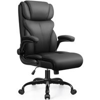 Chaise de bureau de direction haut de gamme avec dossier haut, appui-tête, accoudoirs et repose-pieds rembourrés, base métallique, charge maximale 400 lb