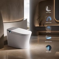 Toilette intelligente de luxe avec bidet intégré, écran numérique, siège chauffant électrique sans réservoir, chasse d'eau automatique S-Trap