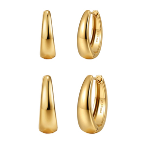 Pendientes de Aro Clásicos HTKE20, Gruesos, Dorados, de Acero Inoxidable 316, Antideslustre, Perfectamente Pulidos, Simples y Redondos - Product Image 1