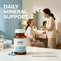 Complément Alimentaire en Capsules Dures Véganes/Sans Gélatine, Zinc Minéral pour Adultes, Soutien Nutritionnel Quotidien 5g/pièce