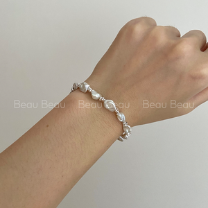Pulsera de Perlas Barrocas Blancas de Agua Dulce en Plata de Ley 925 <span class=keywords><strong>Beau</strong></span> <span class=keywords><strong>Beau</strong></span>, Joyería Elegante y Exquisita - Product Image 2
