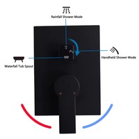 Système de douche à effet pluie de 10 pouces avec pommeau de douche à main réglable et bec de baignoire en cascade-Luminaire de salle de bain complet pour Moder
