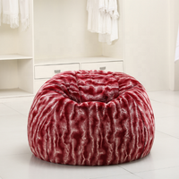 Fauteuil pouf moderne et luxueux en fausse fourrure colorée, une place, avec housse amovible pour enfants et adultes