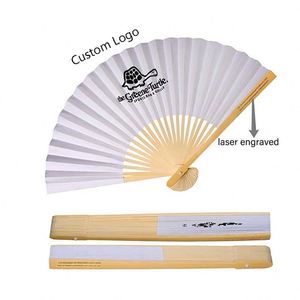 Custom Painted Portable Paper Bamboo <b>Folding</b> <b>Hand</b> <b>Fan</b> with Logo Imprint <b>Fan</b> for Home Decoration Advertising Gift - Product Image 1