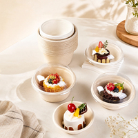 Bol en pulpe biodégradable jetable pour glace pilée, boîte à smoothie en fibre végétale écologique avec grand couvercle en dôme, vente en gros fabricant