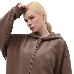 Sudadera con Capucha y Cremallera Personalizada para Hombre, Unisex, Venta al por Mayor, Estilo Holgado, Hombros Caídos, Gruesa para Invierno, Bordado 3D, Color Sólido - Product Image 1