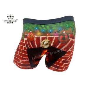 Offre Spéciale de haute qualité sous-vêtements pour hommes personnalisés joyeux noël respirant Spandex Boxer homme slips avec chaussettes de noël imprimées - Product Image 2