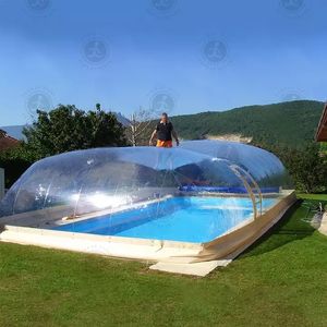 ครอบครัวสนามหลังบ้านที่กำหนดเองแบบพกพาฝาครอบ<span class=keywords><strong>สระ</strong></span>ว่ายน้ำโปร่งใสกันน้ำพองสระว่ายน้ำฝาครอบโดม - Product Image 2