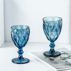 Verres à <span class=keywords><strong>eau</strong></span> colorés vintage, 12 couleurs, pour le vin, bleu pressé, vente en gros - Product Image 4