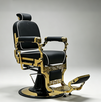 Fauteuil de barbier de style rétro haut de gamme, robuste, avec appui-tête hydraulique réglable