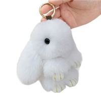 Porte-clés Lapin en Peluche Doux et Mignon de 13 cm, Pendentif en Fausse Fourrure pour Voiture, Sac ou Clés, Idéal pour Cadeaux