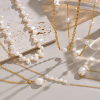 Collier pendentif en perle d'eau douce baroque irrégulière plaqué or 18 carats en acier inoxydable 316L de luxe, bijoux de mode pour femmes