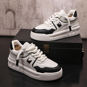 Zapatos Casuales de Cuero Italiano de Alta Calidad para Hombre, Totalmente Blancos y Negros, Transpirables, de Lujo, con Plataforma - Product Image 1