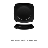 Eclipse Zwarte Platte Plaat 26,6 × 26,6 cm Vierkant Glas Bormioli Rocco